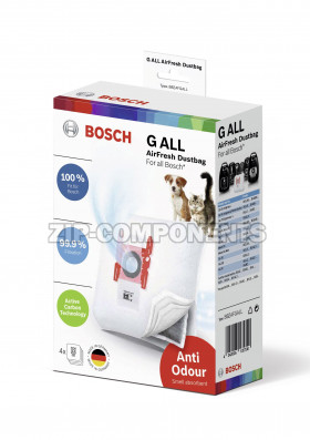 Комплект мешков-пылесборников AirFresh для всех моделей пылесосов 4шт Bosch 17002915